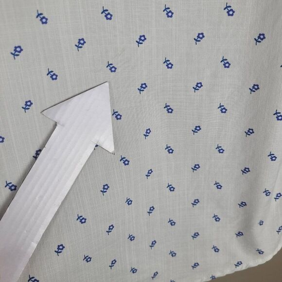 Original Penguin Slim Fit Floral Dress Shirt Long Sleeve White Blue Size 15.5 - Picture 10 of 13
